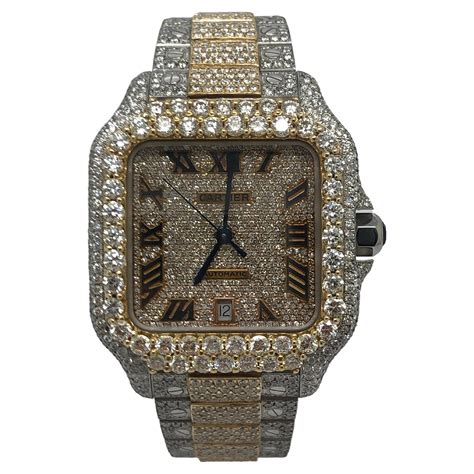 cartier santos iced out|cartier iced out watch price.